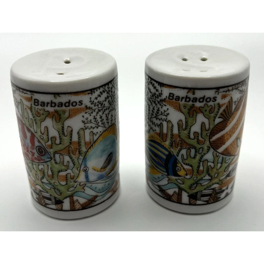 Barbados Collector Salt & Pepper Shakers Ceramic Beach/Desert Theme